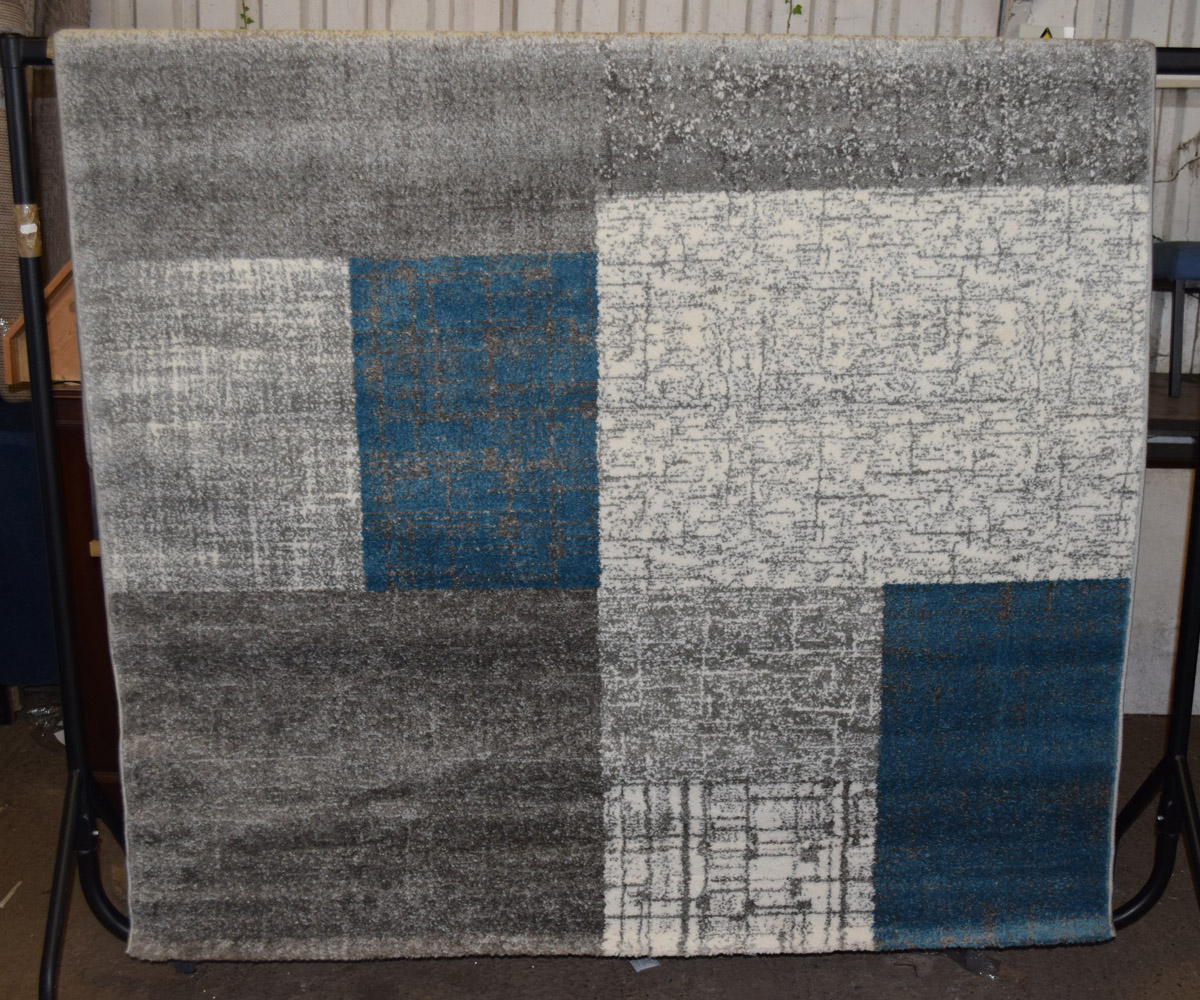 Rug in turquoise/grey