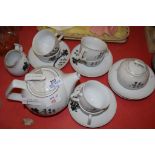 ORIENTAL TEA SET COMPRISING TEA POT, SUGAR BOWL, MILK JUG AND SIX CUPS AND SAUCERS