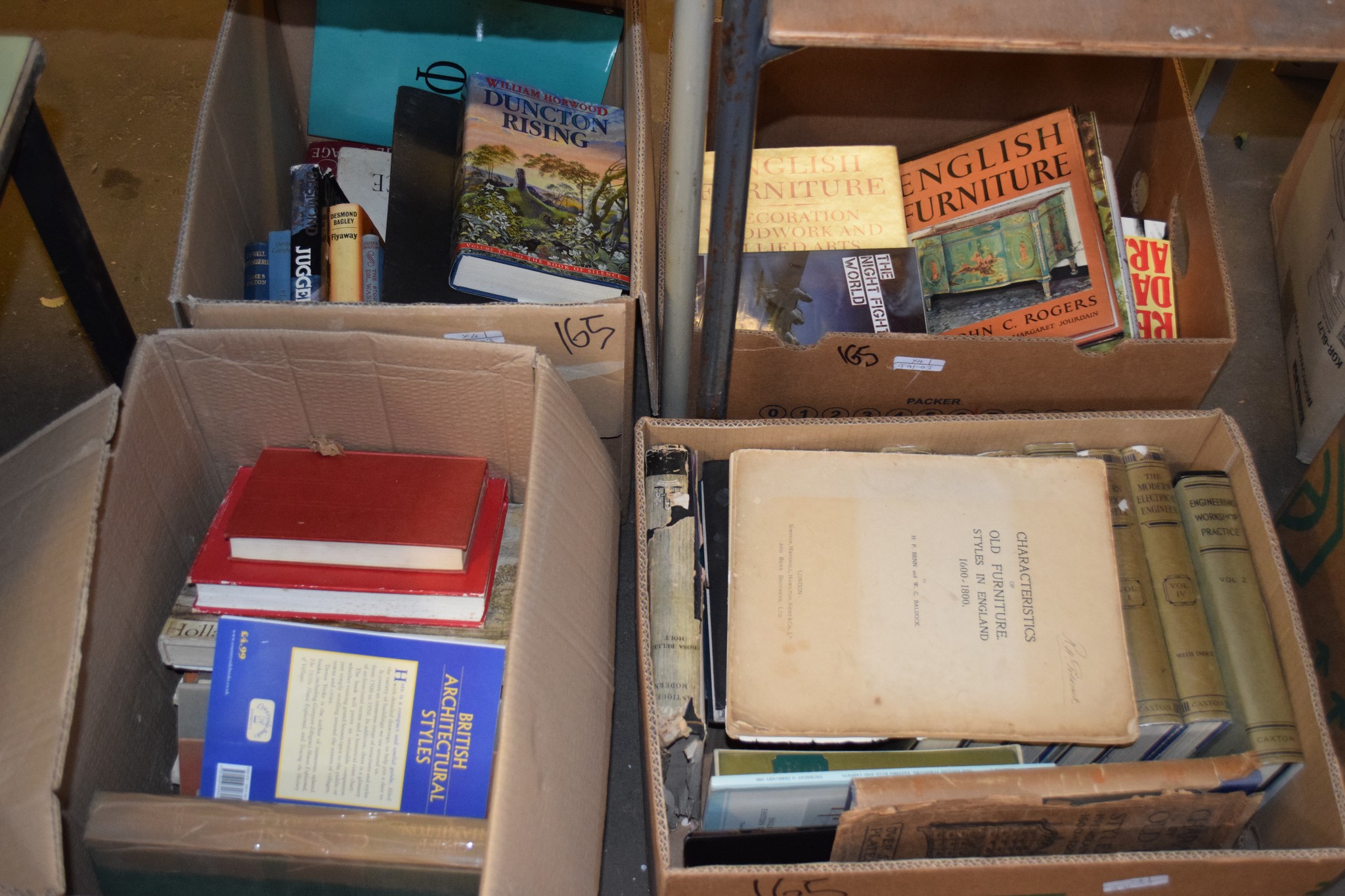 BOXES OF BOOKS, MAINLY ON FURNITURE