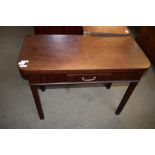 18TH CENTURY MAHOGANY FOLD-TOP TEA TABLE WITH SINGLE FRIEZE DRAWER AND CHAMFERED SUPPORTS, 94CM