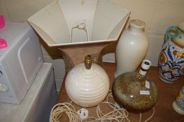 THREE CERAMIC TABLE LAMPS