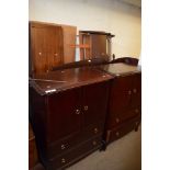 STAG REPRODUCTION FOUR PIECE BEDROOM SUITE COMPRISING BEDSTEAD, WARDROBE AND TWO TALLBOYS