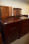 STAG REPRODUCTION FOUR PIECE BEDROOM SUITE COMPRISING BEDSTEAD, WARDROBE AND TWO TALLBOYS