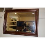 LARGE MODERN BEVELLED MIRROR IN WOOD AND GILT EFFECT FRAME
