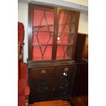 19TH CENTURY MAHOGANY GLAZED TOP SIDE CABINET, 106CM WIDE