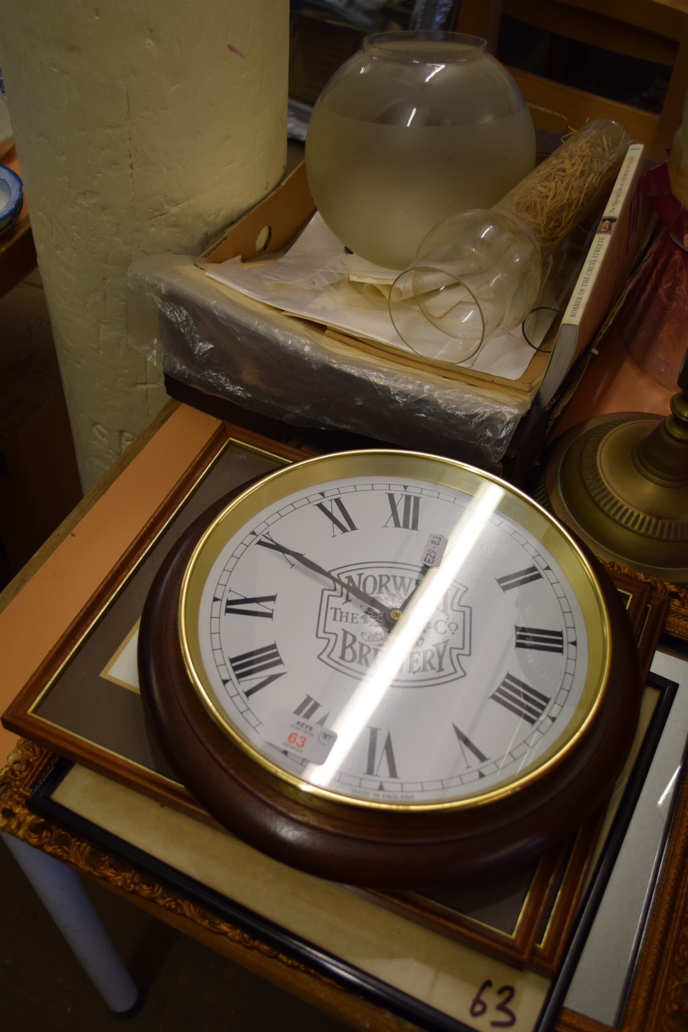 NORWICH BREWERY CLOCK AND VARIOUS FRAMED PHOTOGRAPHS