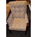 UPHOLSTERED FIRE SIDE CHAIR WIDTH APPROX 64CM