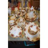 QUANTITY OF ROYAL ALBERT OLD COUNTRY ROSES CHINA INCLUDING COFFEE POT, TEA POT, COFFEE CUPS AND