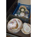 TWO BOXES OF CHINA INCLUDING SOME MINTON HADDON HALL PIN DISHES AND MALING DISHES