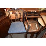 HEPPLEWHITE STYLE DINING CHAIR AND FURTHER LATER OAK DINING CHAIRS (3)