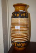 LARGE BROWN GLAZED POTTERY VASE MARKED WEST GERMANY