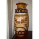 LARGE BROWN GLAZED POTTERY VASE MARKED WEST GERMANY