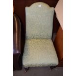 VICTORIAN GREEN UPHOLSTERED NURSING CHAIR