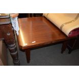 MAHOGANY SQUARE COFFEE TABLE WITH CANTED CORNERS, 91CM WIDE