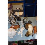GROUP OF CERAMIC CATS AND A MELBAWARE MODEL OF A DOG