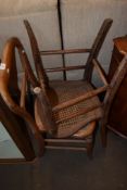 PAIR OF VICTORIAN BALLOON BACK CANE SEAT BEDROOM CHAIRS