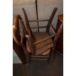 PAIR OF VICTORIAN BALLOON BACK CANE SEAT BEDROOM CHAIRS