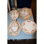 MIXED DINNER WARES MADE BY FURNIVAL COMPRISING PLATES, THREE TUREENS AND COVERS AND SERVING DISHES