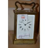 BRASS CARRIAGE CLOCK BY GAYDON, UPPER NORWOOD