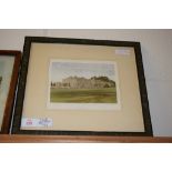 PRINT OF A STATELY HOME IN BLACK WOODEN FRAME