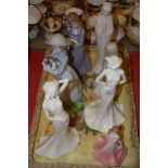 TRAY CONTAINING SERIES OF PORCELAIN FIGURINES INCLUDING COALPORT, TRANQUIL DREAMS, COALPORT TRANQUIL