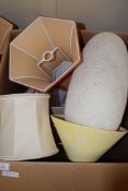 BOX OF VARIOUS LAMP SHADES