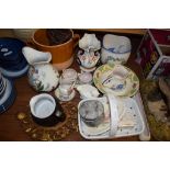 POTTERY ITEMS INCLUDING TWO POOLE TWO-HANDLED JUGS, FURTHER POOLE JUG ETC