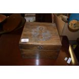 OAK ECCLESIASTICAL OR NAUTICAL TYPE BOX, 23CM WIDE