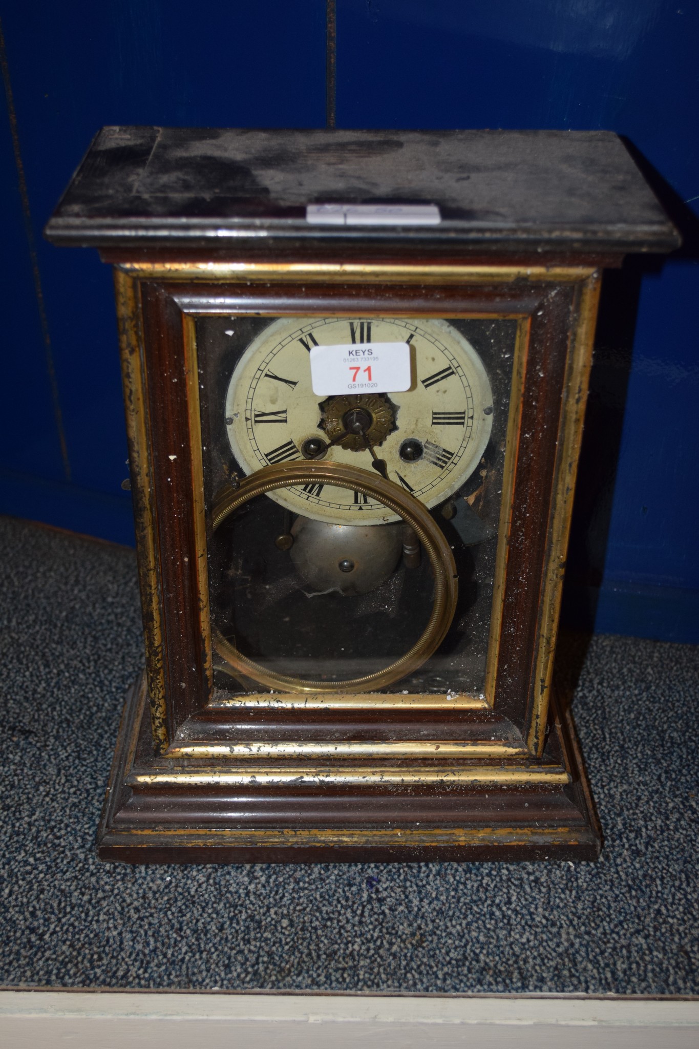 LATE 19TH CENTURY MANTEL CLOCK (DISTRESSED CONDITION)