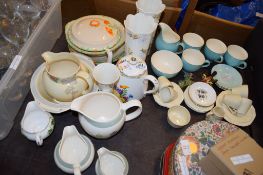 MIXED CERAMIC WARES INCLUDING VASES IN THE COTTAGE GARDEN PATTERN BY AYNSLEY, TEA POT BY CROWN