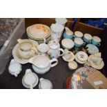 MIXED CERAMIC WARES INCLUDING VASES IN THE COTTAGE GARDEN PATTERN BY AYNSLEY, TEA POT BY CROWN