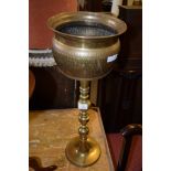 BRASS PLANTER ON STAND, 64CM HIGH