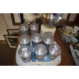 SALTER SET OF SCALES AND QUANTITY OF ALUMINIUM STORAGE JARS AND COVERS