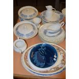 GROUP OF CERAMIC ITEMS INCLUDING SERVING DISHES, PART DINNER SERVICE BY JOHNSON BROS IN THE SNOW
