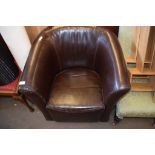 MODERN LEATHER UPHOLSTERED TUB CHAIR