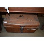 VINTAGE TIN TRUNK INITIALLED JG, 67CM WIDE