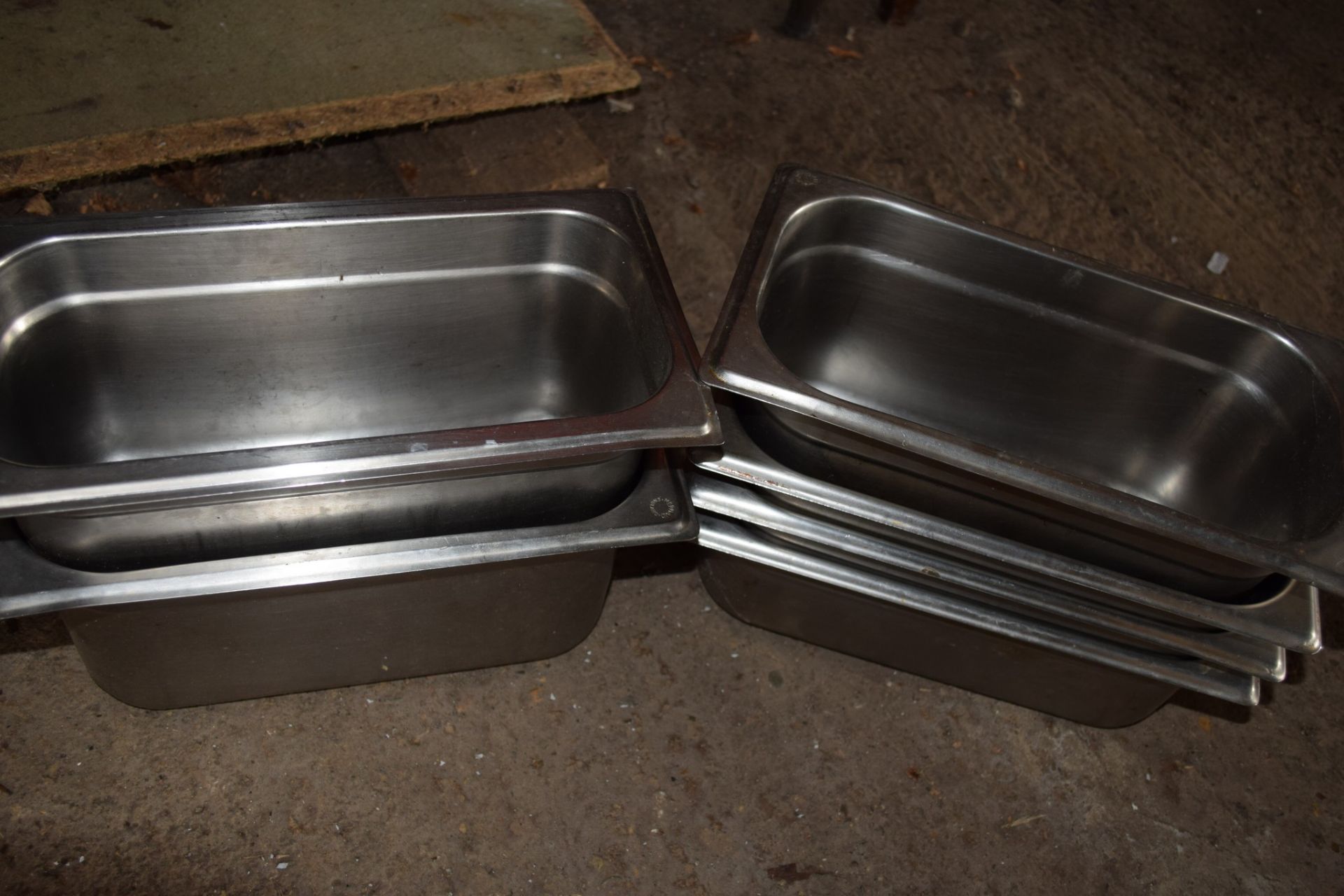 Six stainless steel Bain Marie Pans.