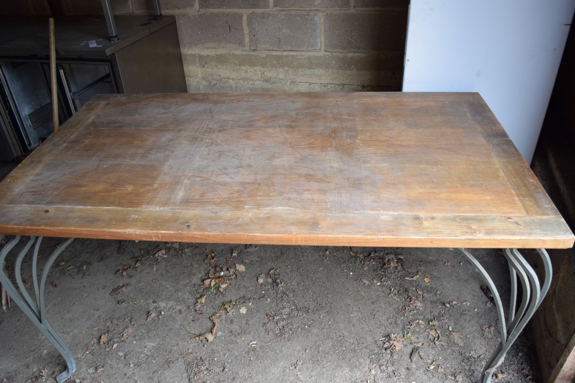 Large rectangular Dining Table, with ornate metal legs and moulding. - Image 2 of 2