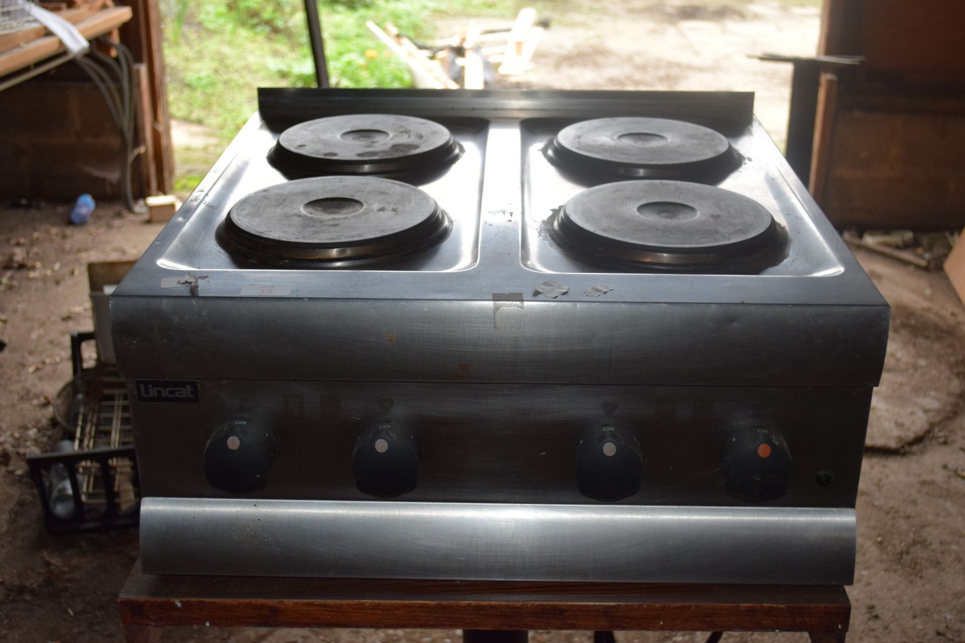 Lincat four-ring stainless steel electric table-top Hob.