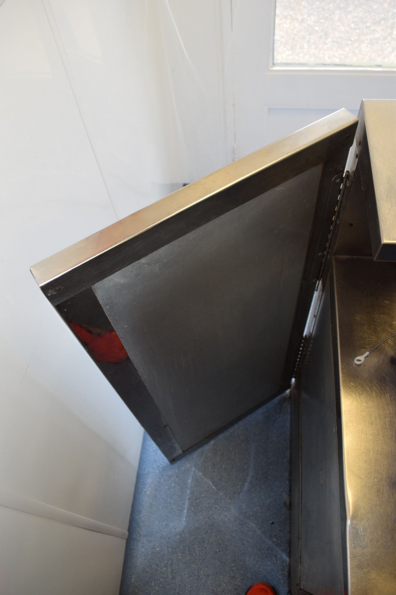 Stainless Steel-finished Serving Counter, with front riser and spaces formed for two cash registers, - Image 13 of 14