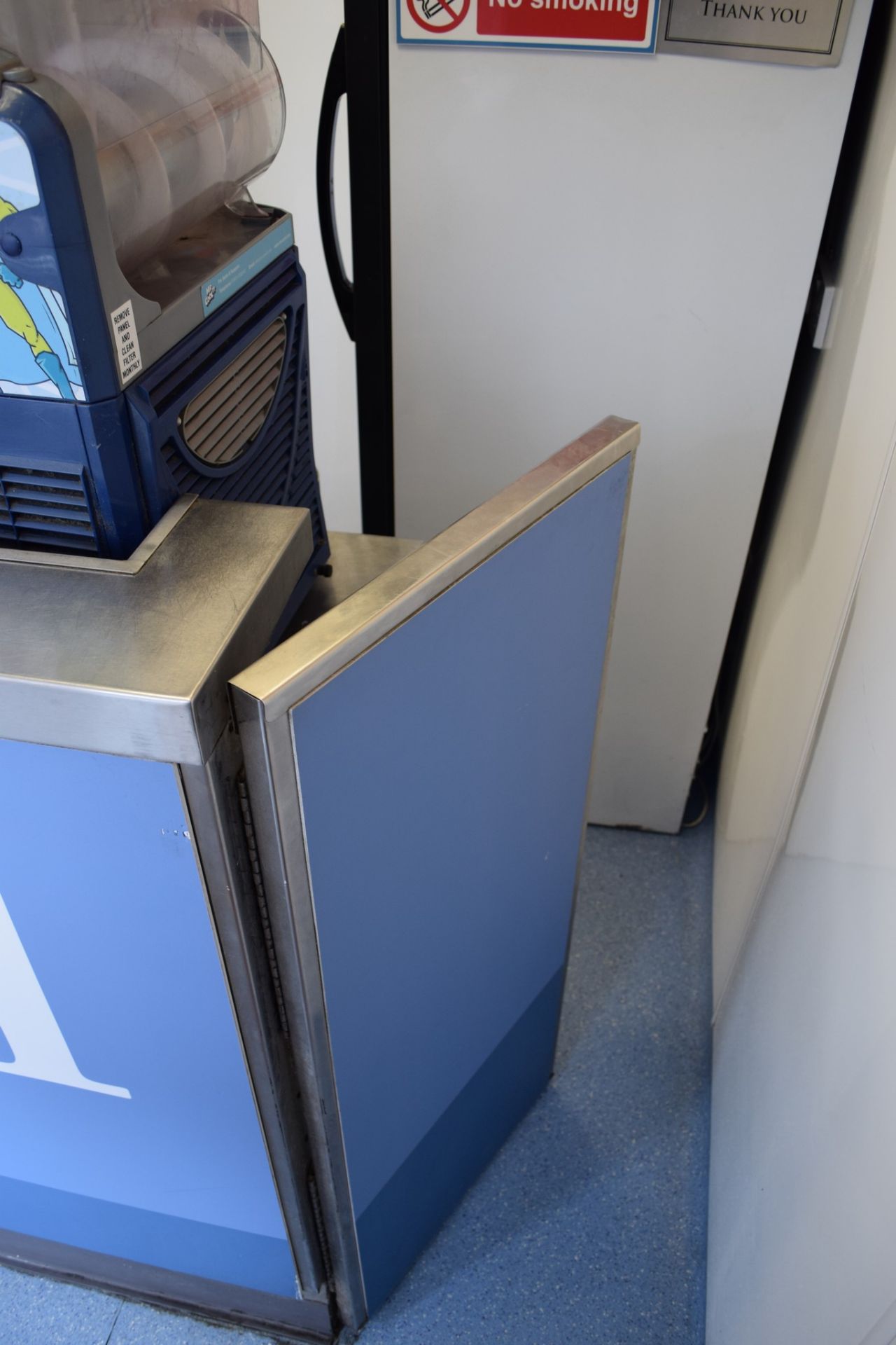 Stainless Steel-finished Serving Counter, with front riser and spaces formed for two cash registers, - Image 14 of 14