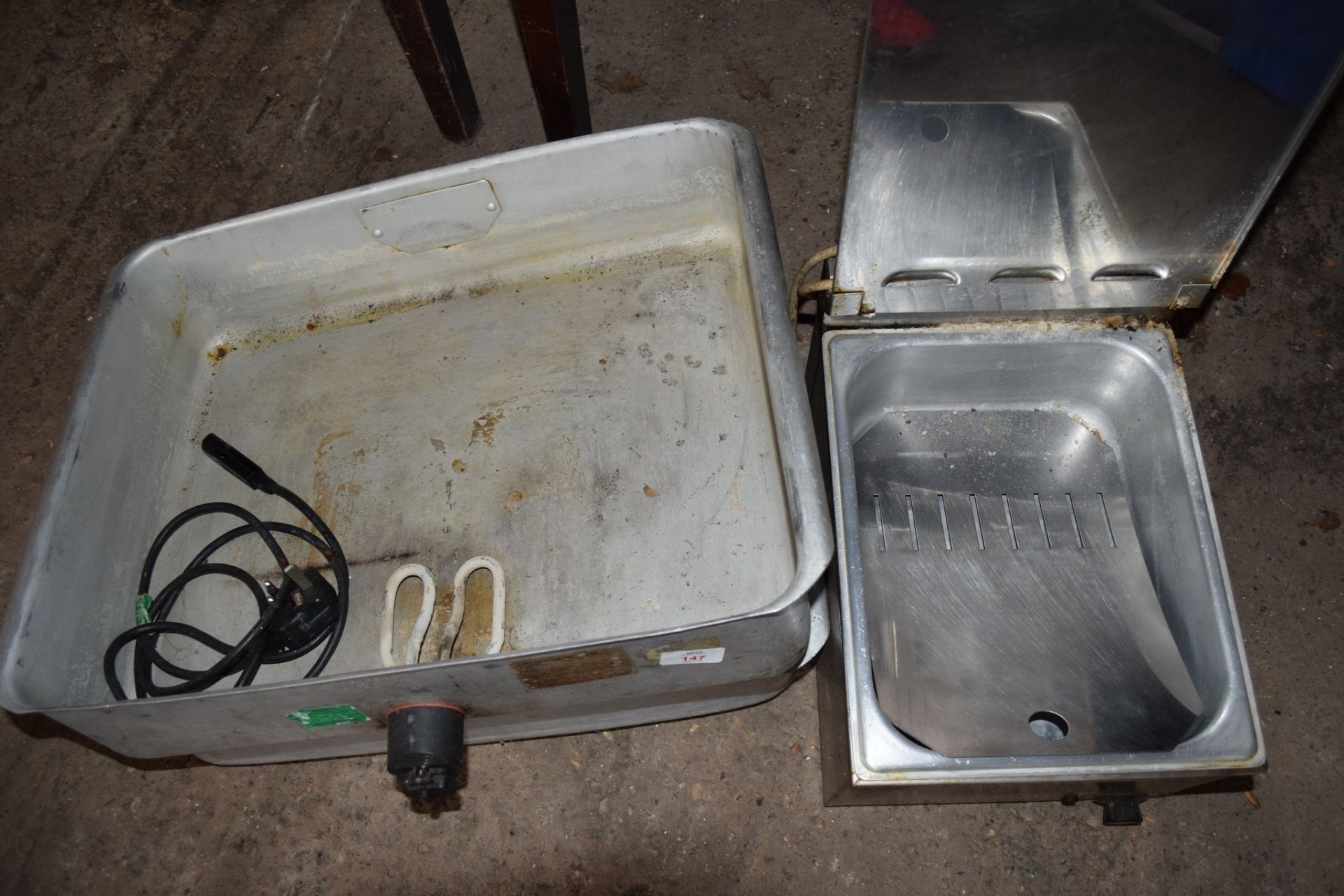 Electric Chip Scuttle / Warmer, t/w two large Bain Marie bases.