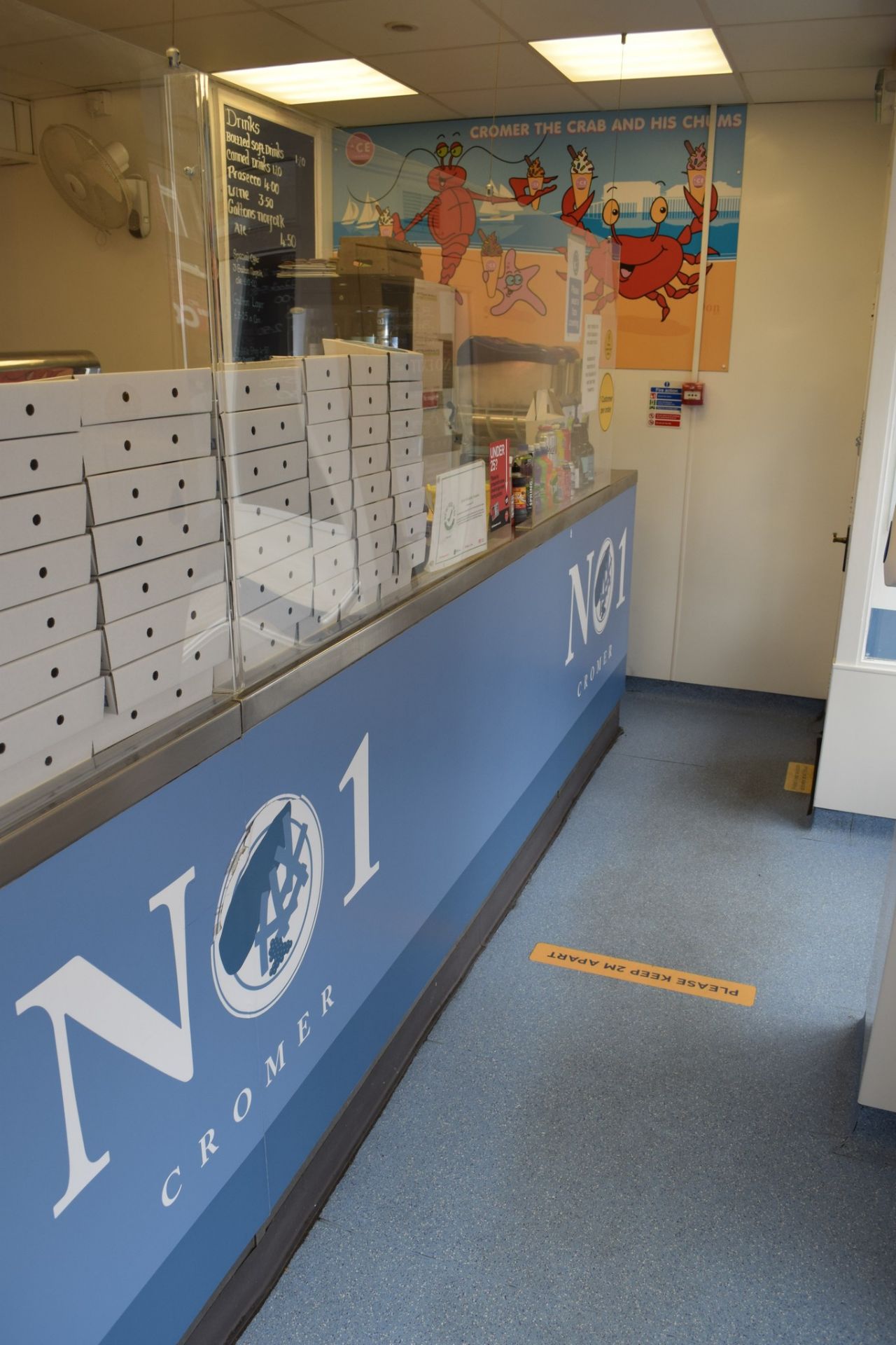 Stainless Steel-finished Serving Counter, with front riser and spaces formed for two cash registers, - Image 2 of 14