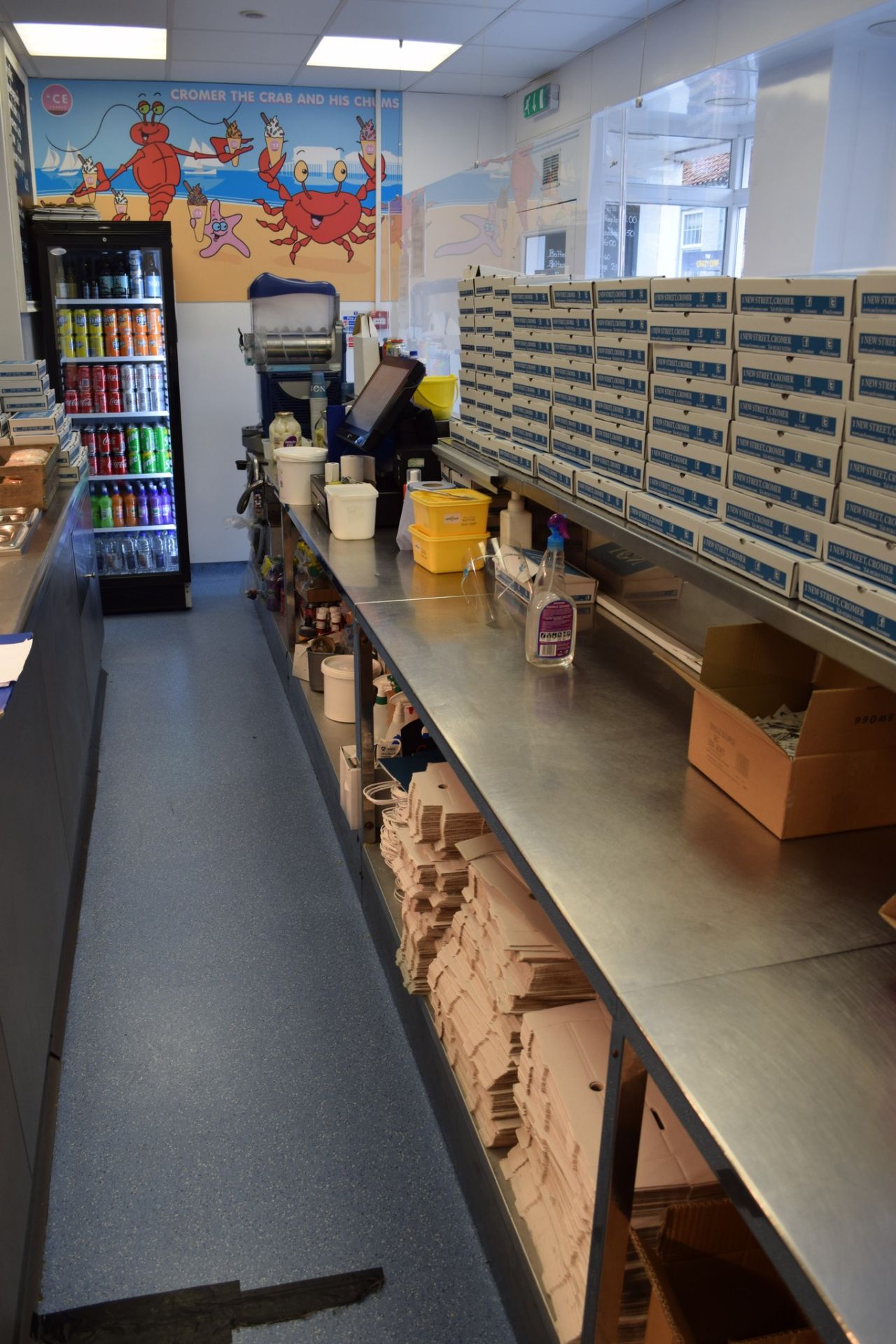 Stainless Steel-finished Serving Counter, with front riser and spaces formed for two cash registers, - Image 7 of 14