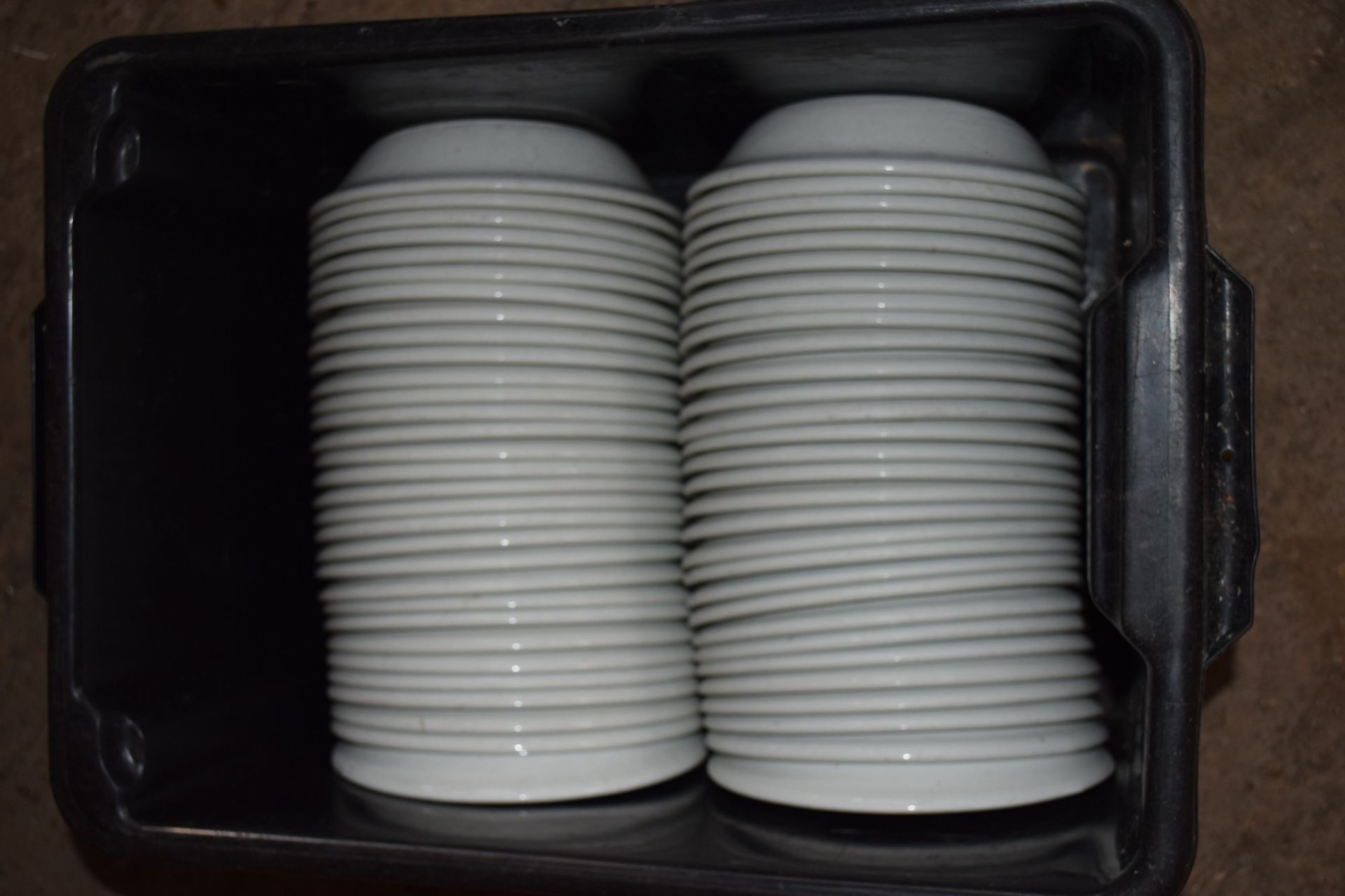 Crate: 61 large white Bowls.