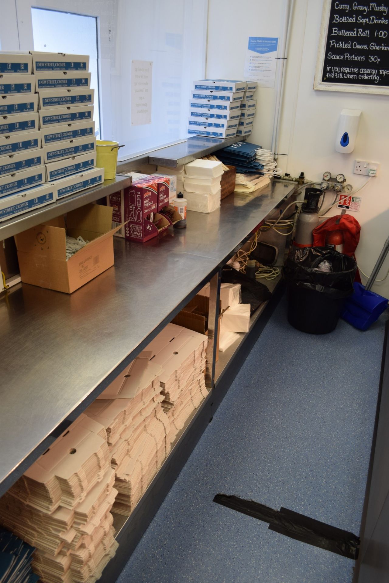 Stainless Steel-finished Serving Counter, with front riser and spaces formed for two cash registers, - Image 4 of 14