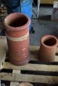 CHIMNEY POT, HEIGHT APPROX 62CM TOGETHER WITH A SMALLER CHIMNEY POT