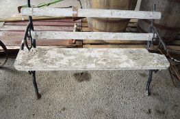 METAL FRAMED GARDEN BENCH, LENGTH APPROX 140CM