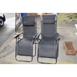 PAIR OF METAL FRAMED RECLINER CHAIRS