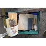 BOX CONTAINING VARIOUS DECORATORS SUNDRIES ETC